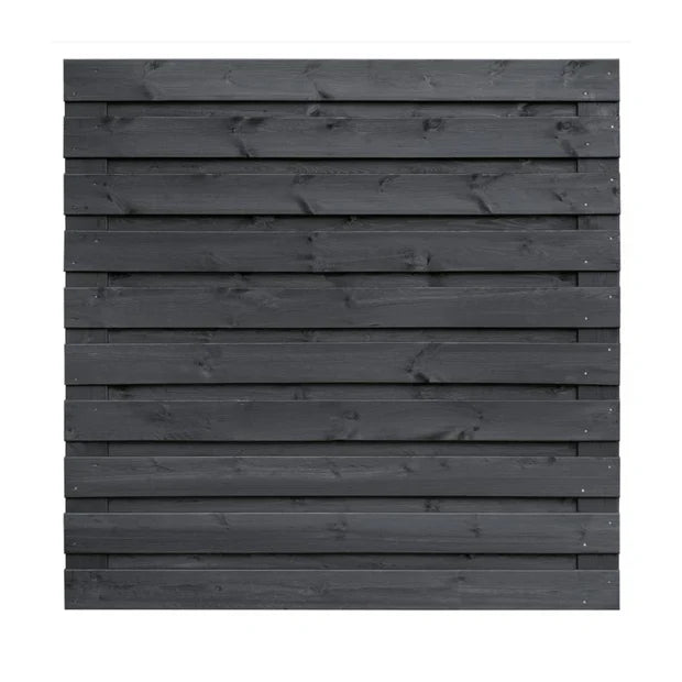 Moderne zwarte schutting met horizontale planken
