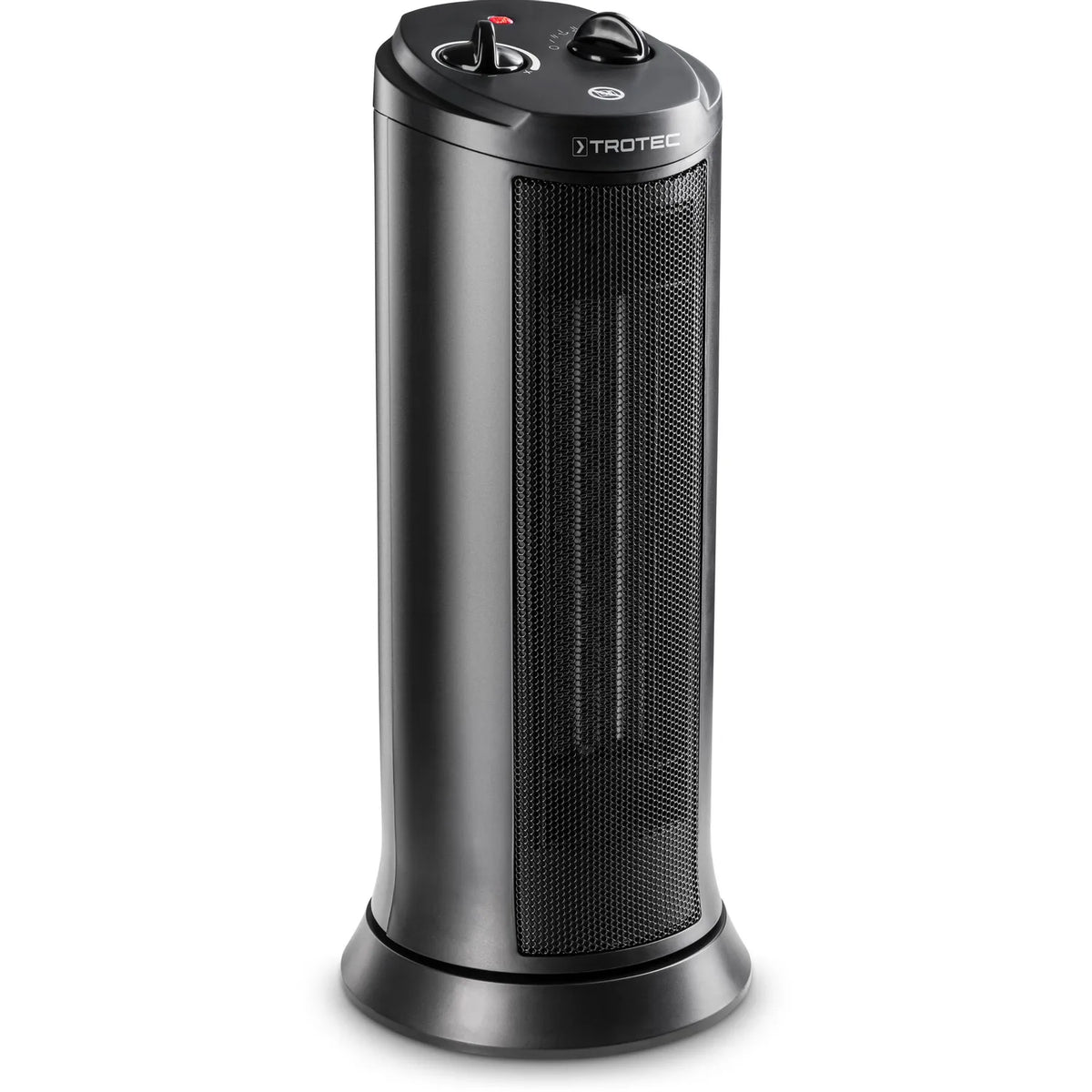 Trotec TFC 19 E keramische kachelventilator zwart vooraanzicht op witte achtergrond