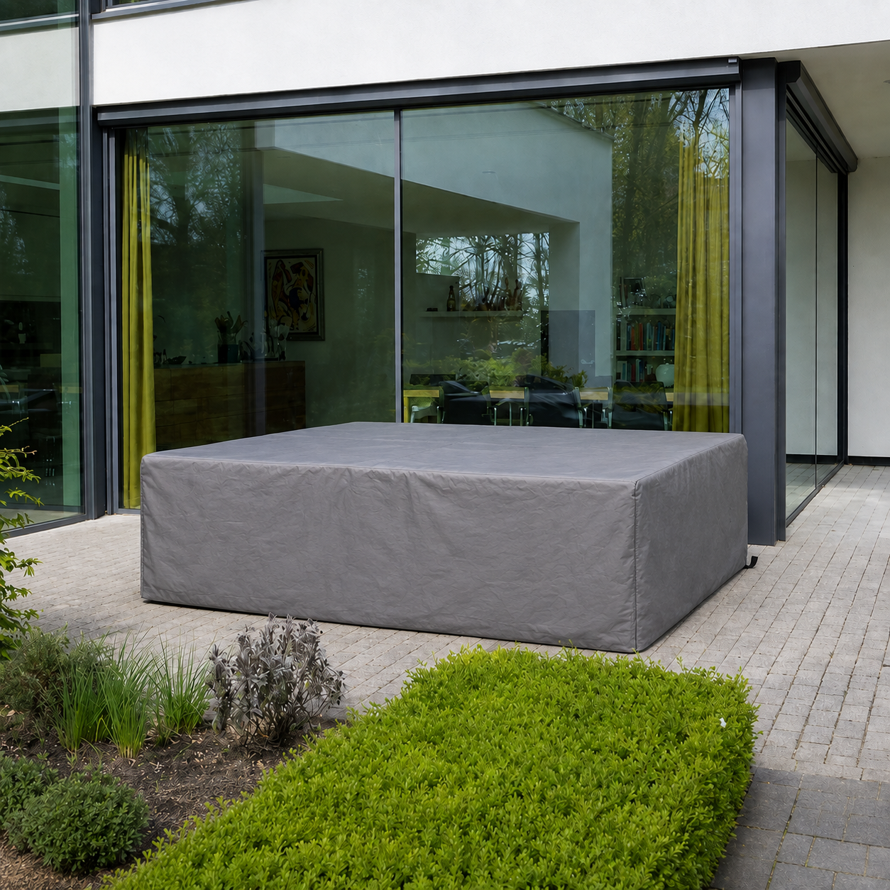 Beschermhoes Winza Loungeset Hoge Dining grijs, sfeerbeeld op terras bij huis