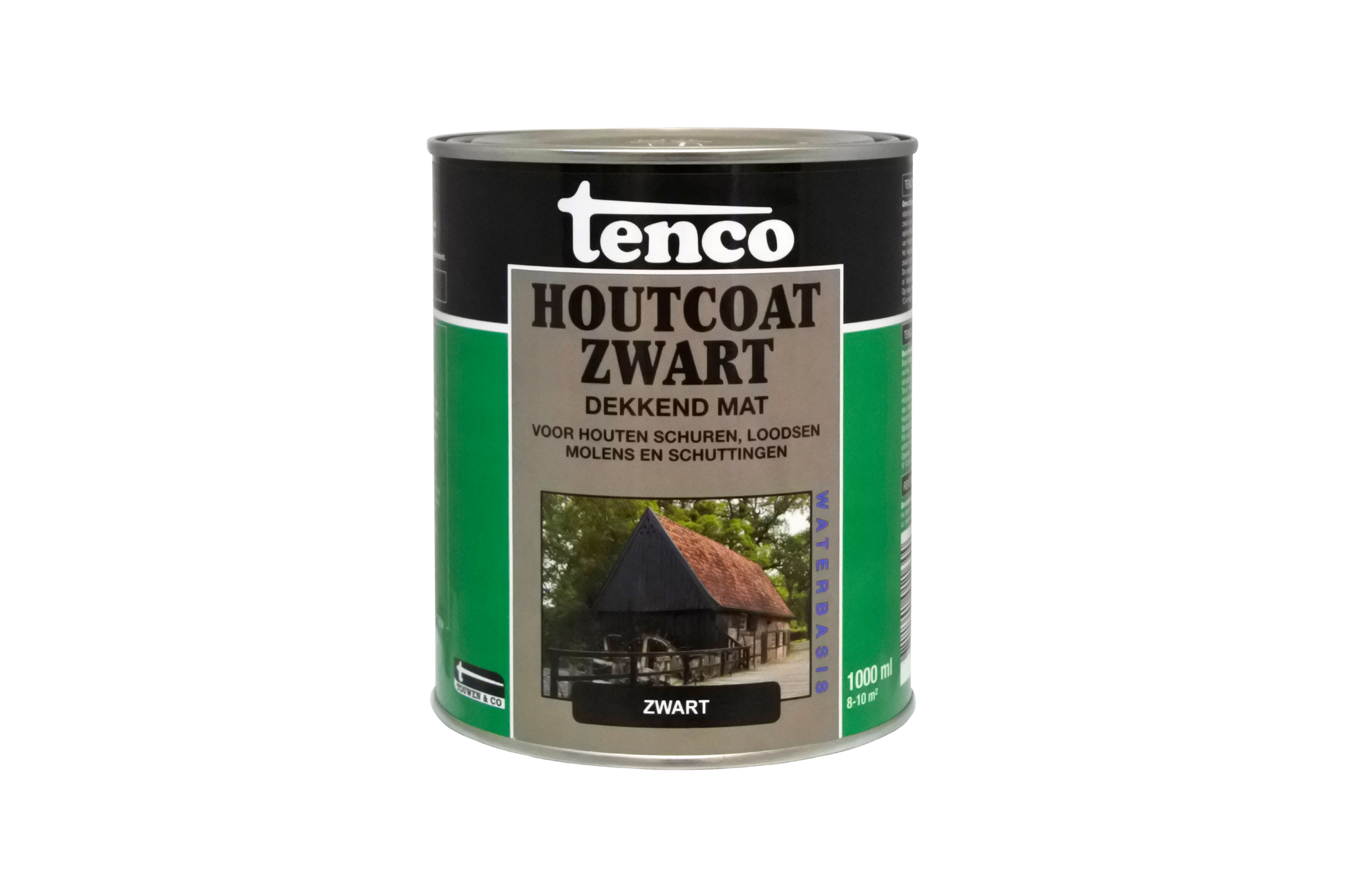 Tenco Houtcoat Wb Mat blik 1L Zwart witte achtergrond