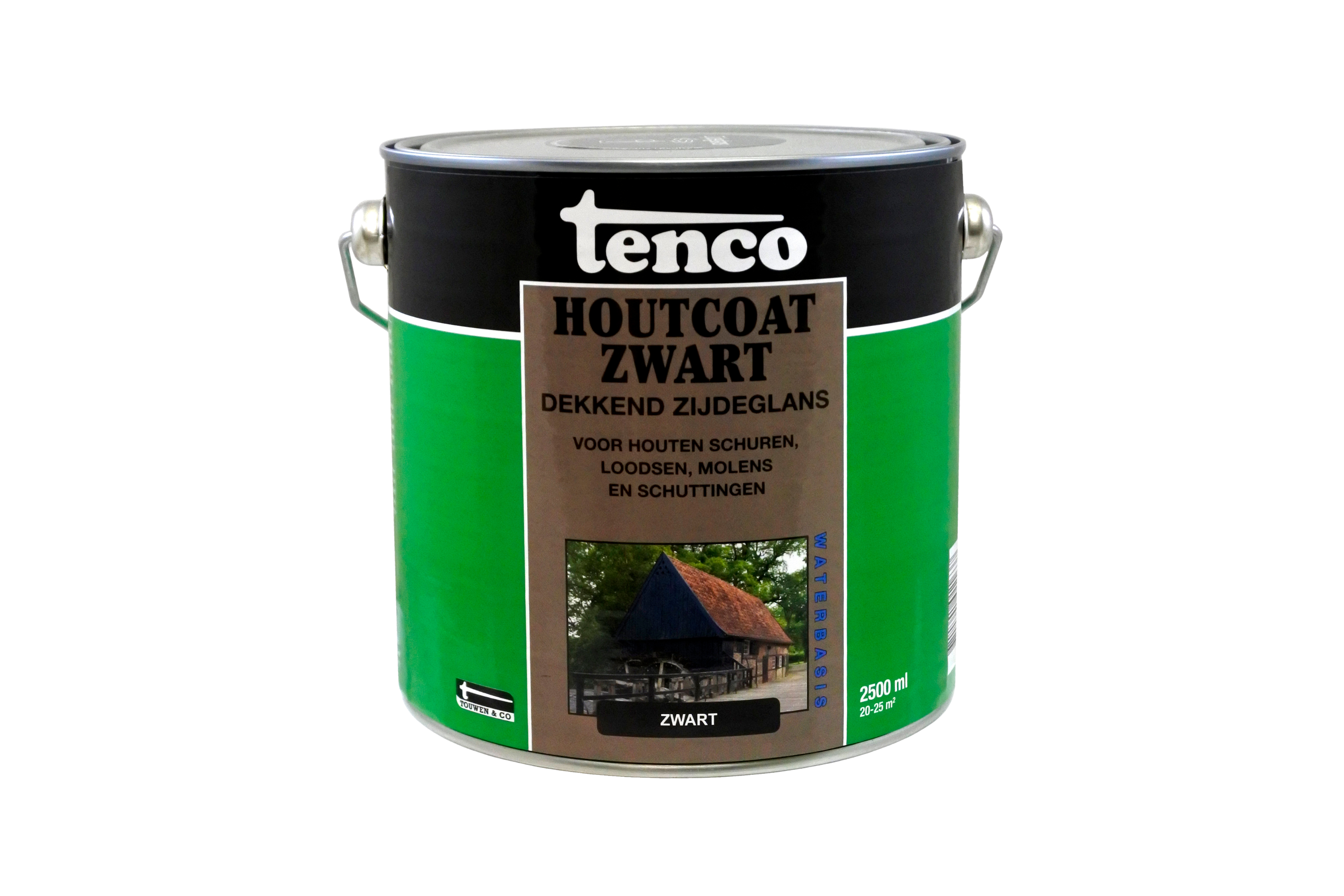 Tenco Houtcoat Wb Zijdeglans blik 2,5L Zwart witte achtergrond