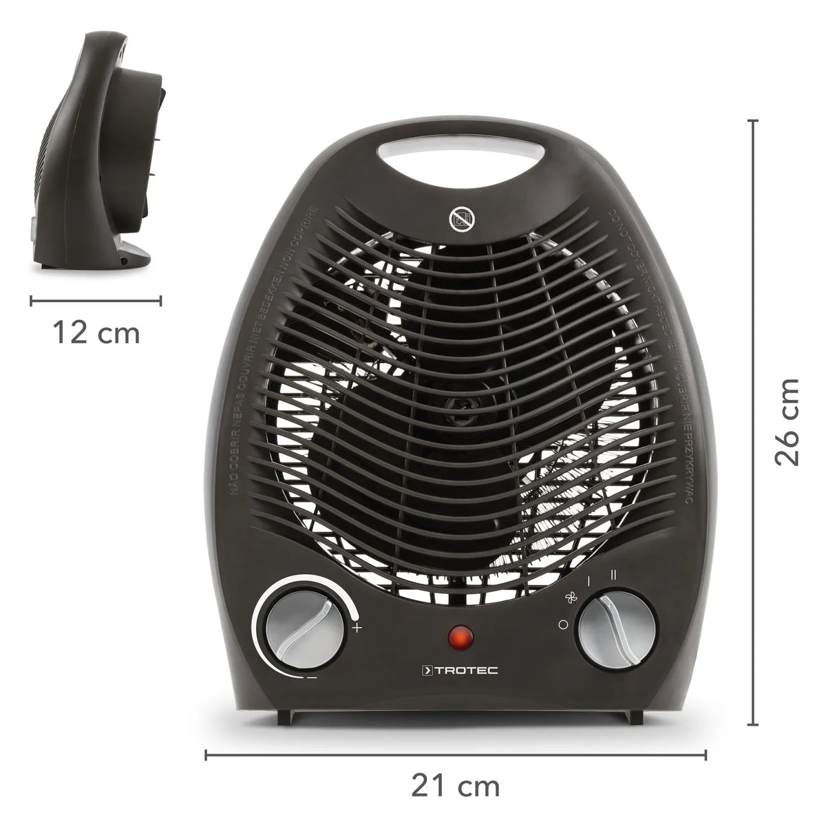 Afmetingen Trotec TFH 20 E kachelventilator