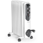 Trotec TRH 20 E olieradiator met 9 ribben en wielen op witte achtergrond