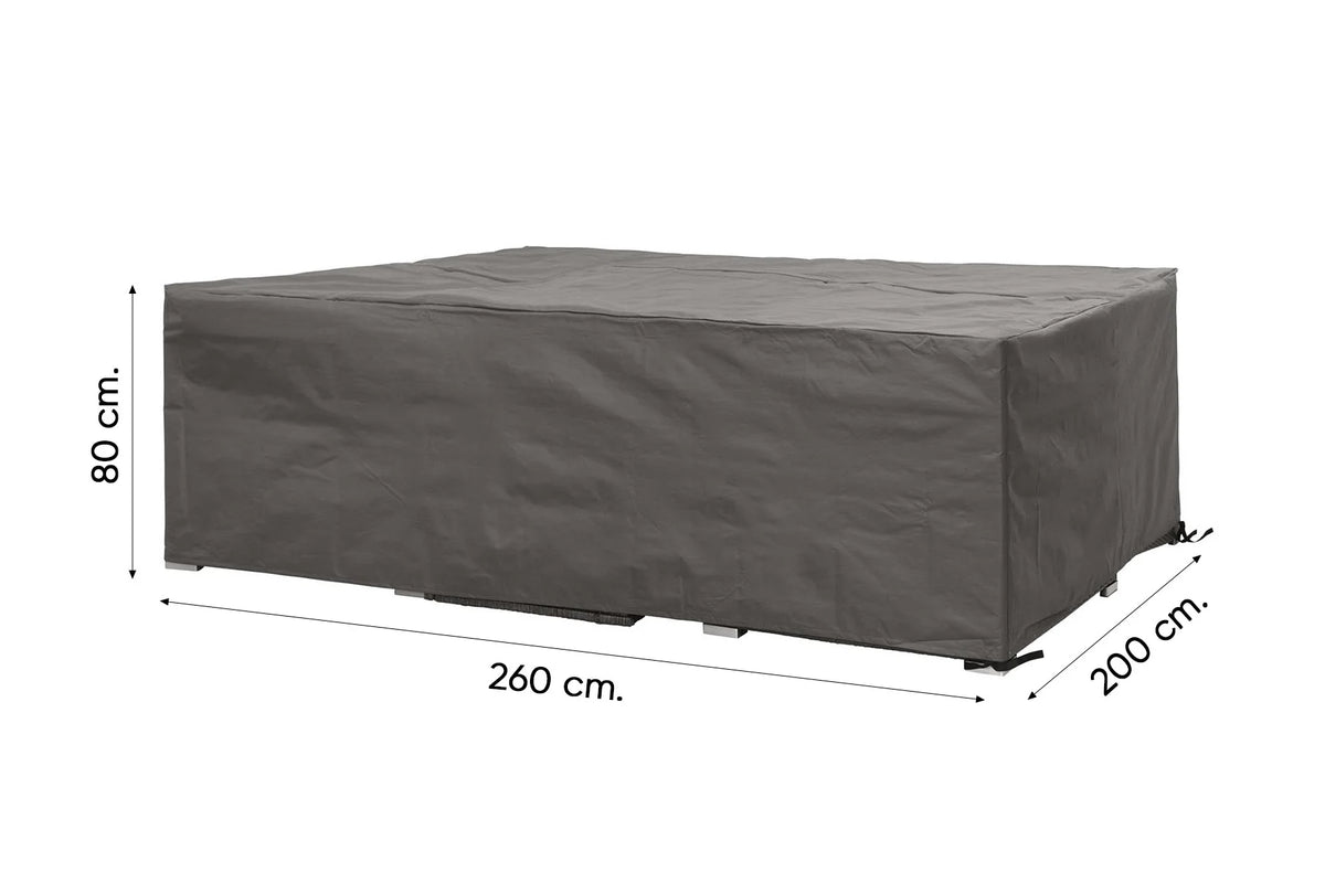 Beschermhoes Winza Loungeset lijntekening met afmetingen, maat 260x200