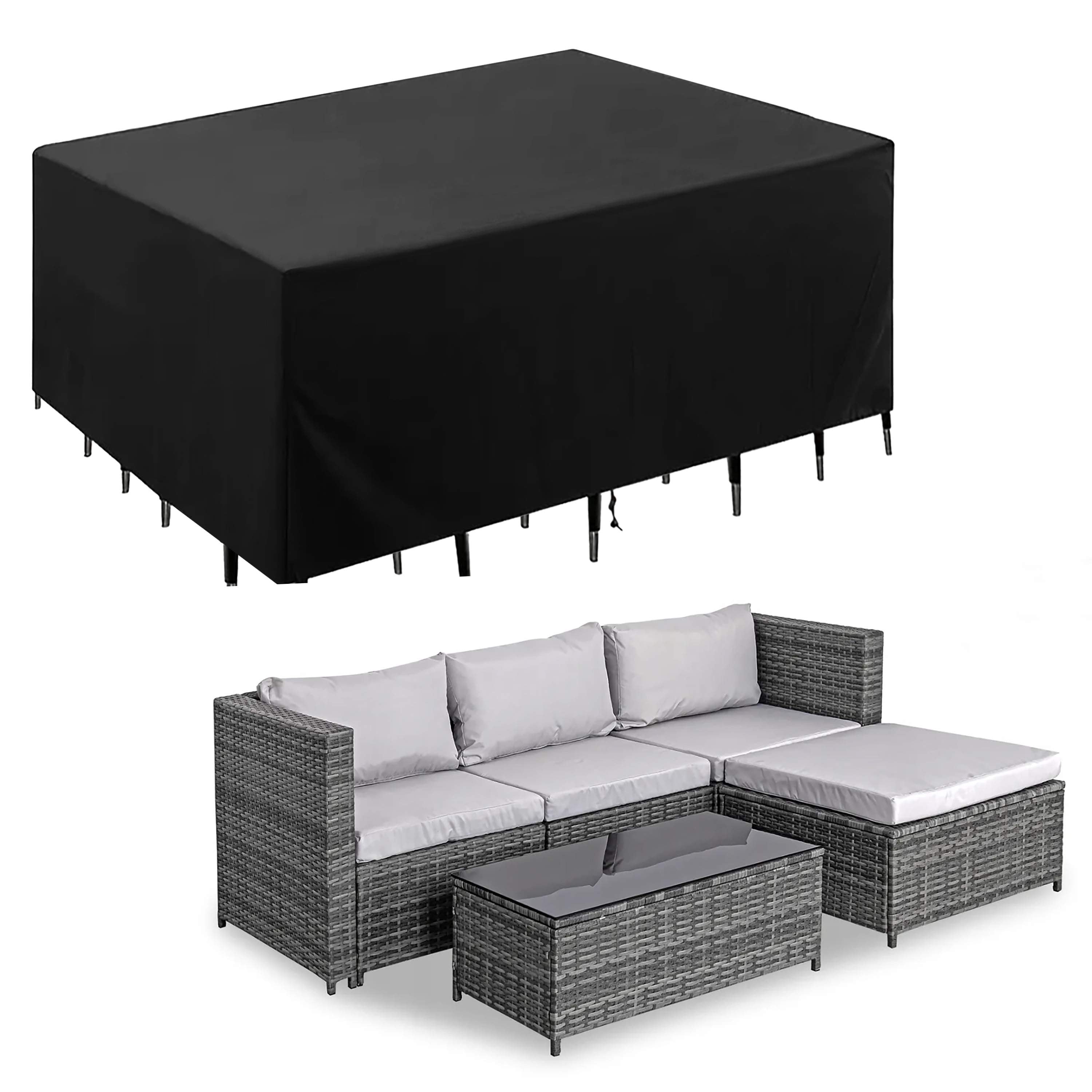 Beschermhoes Domarex DANTE zwart, sfeerbeeld over loungeset op terras