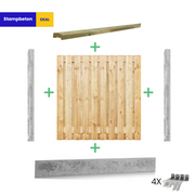 Complete Grenen Hout - Grijs Stampbeton Schutting pakket - 21 planks - Hoge privacy