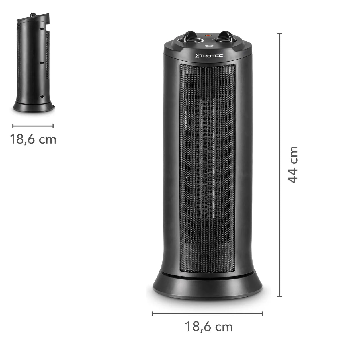 Afmetingen Trotec TFC 19 E - 44 cm hoog en 18,6 cm breed