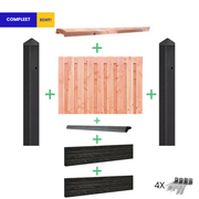 Complete Douglas Hout Beton Schutting met Dubbele Onderplaat Rotsmotief pakket