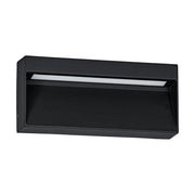 Zwarte EGLO Marugio wandlamp, rechthoekig ontwerp met zichtbare LED-strip, vooraanzicht
