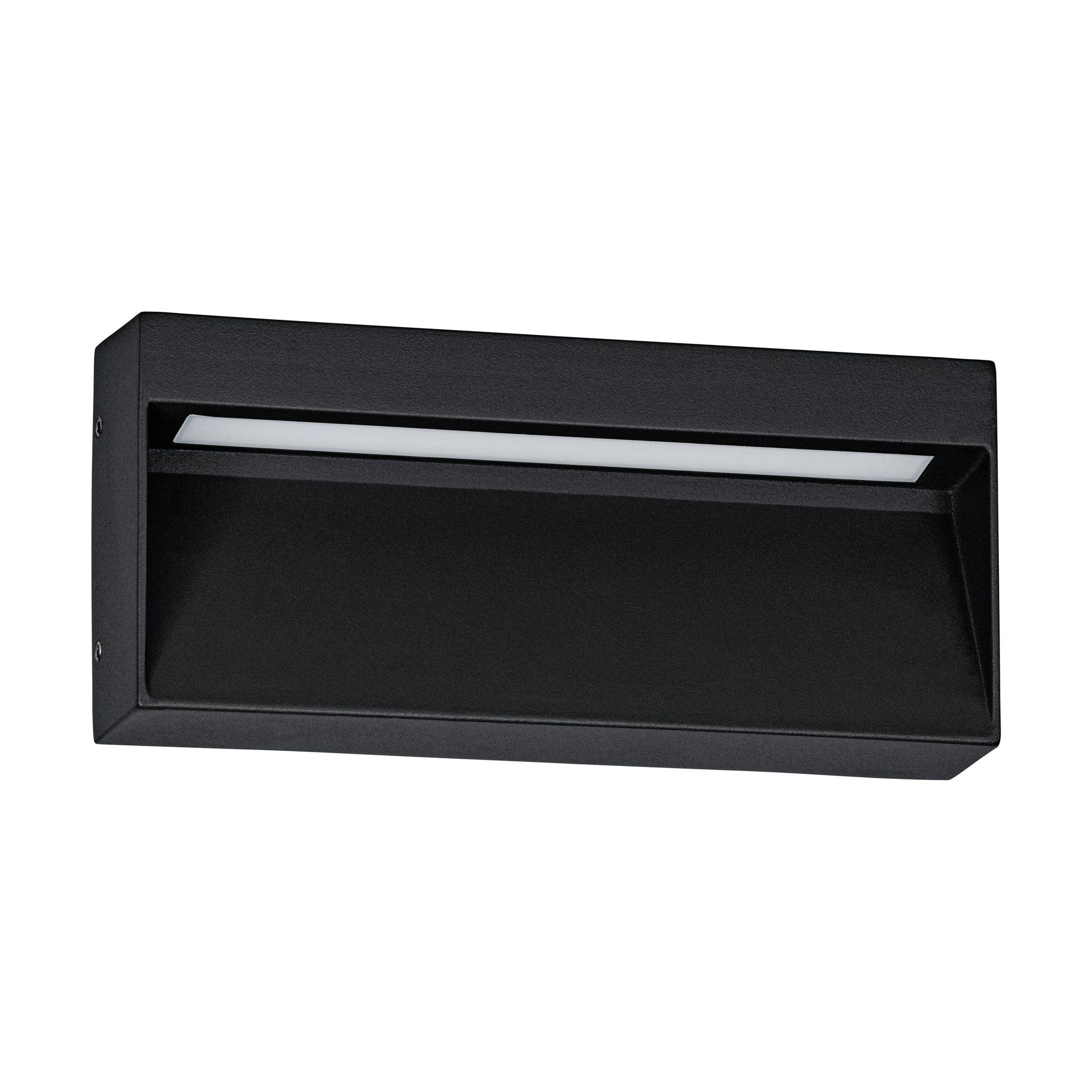 Zwarte EGLO Marugio wandlamp, rechthoekig ontwerp met zichtbare LED-strip, vooraanzicht