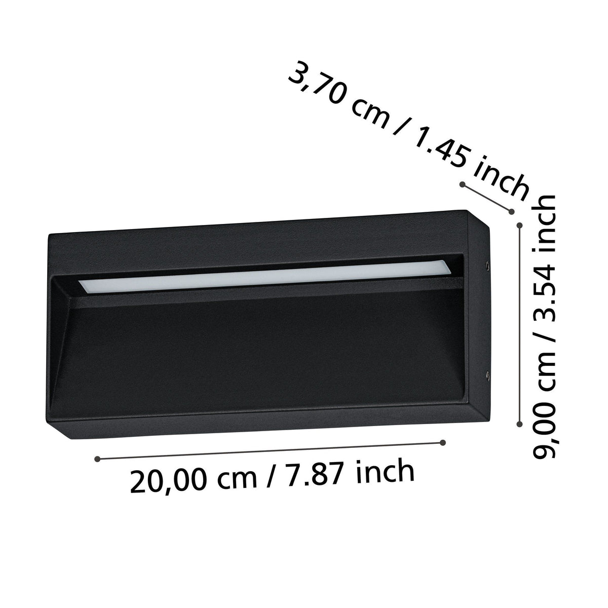 Technische lijntekening van de EGLO Marugio wandlamp met afmetingen