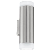 RVS EGLO Riga-LED wandlamp met gesatineerde afdekkingen, up- en downlight zichtbaar aan beide uiteinden