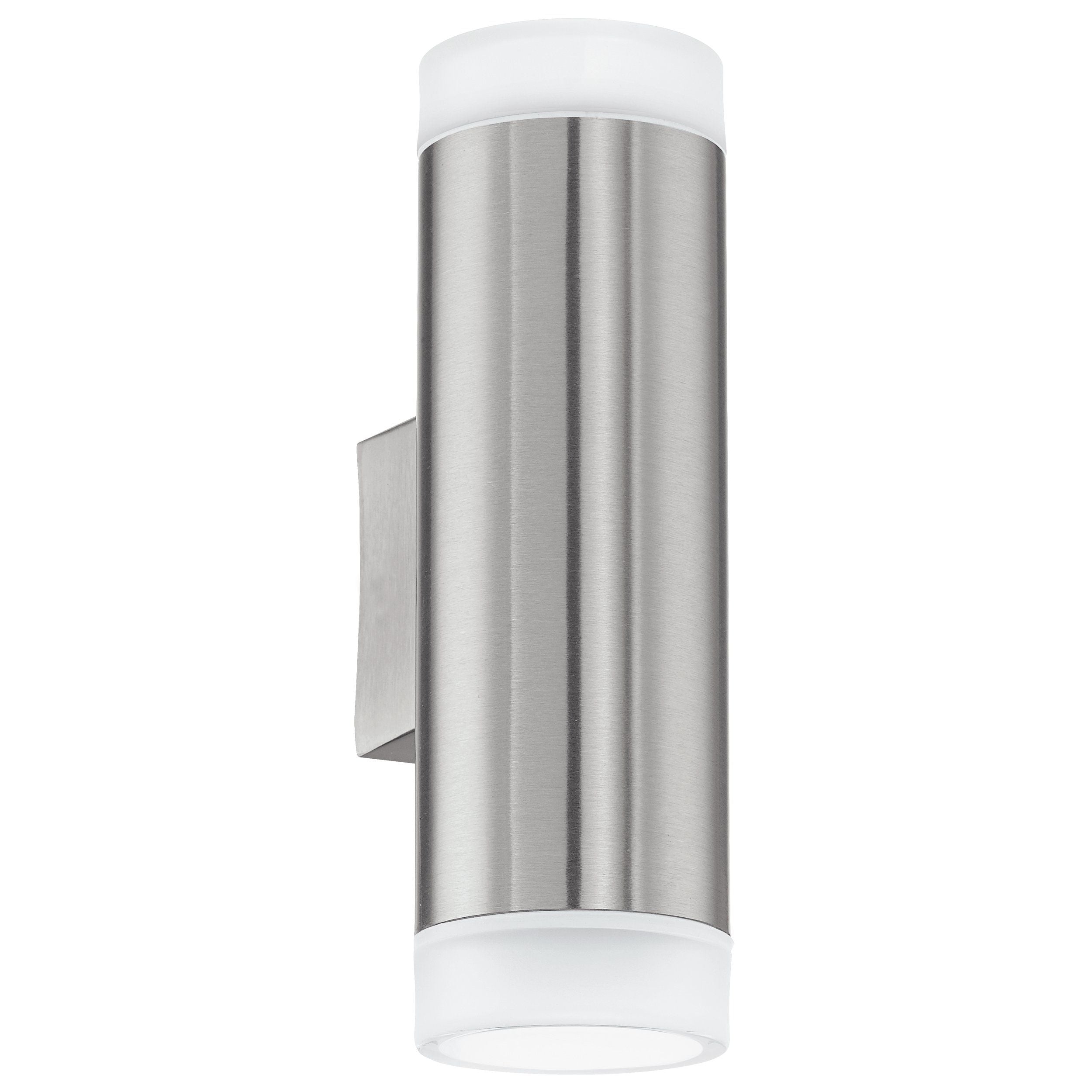 RVS EGLO Riga-LED wandlamp met gesatineerde afdekkingen, up- en downlight zichtbaar aan beide uiteinden