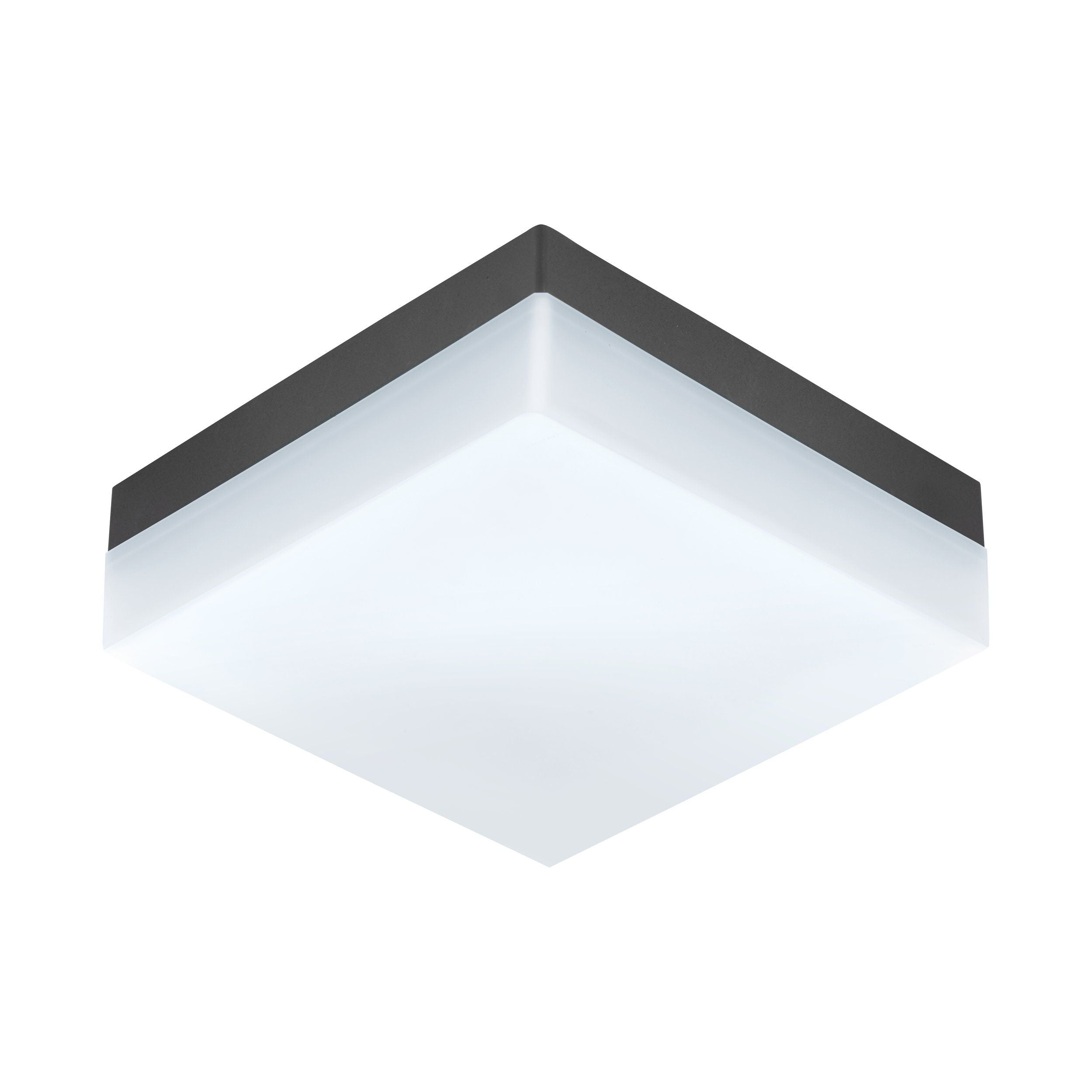 Antracietkleurige EGLO Sonella wand/plafondlamp met wit lichtvlak, onderaanzicht