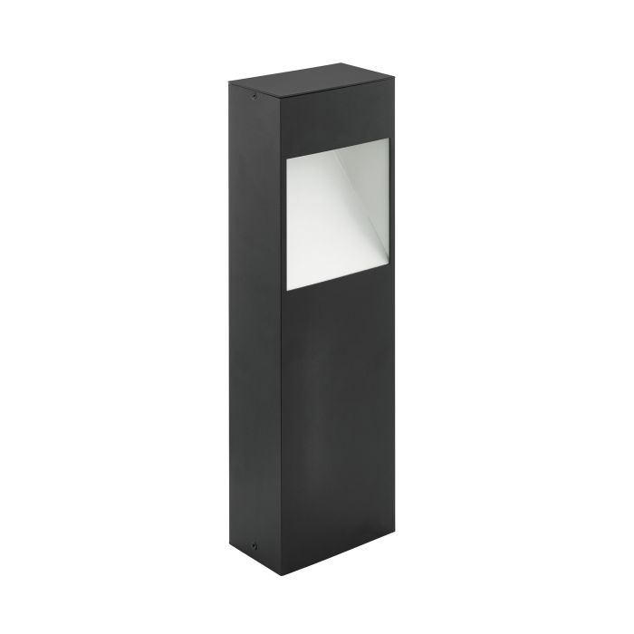Antracietkleurige EGLO Manfria sokkellamp met wit lichtvenster, rechthoekig ontwerp, vooraanzicht