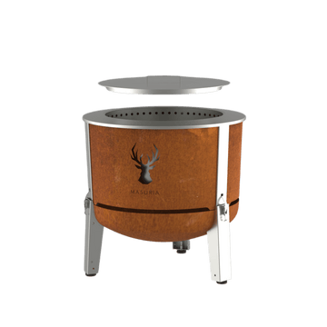 Alpha 600 Corten rookloze vuurkorf – zijaanzicht zonder accessoires