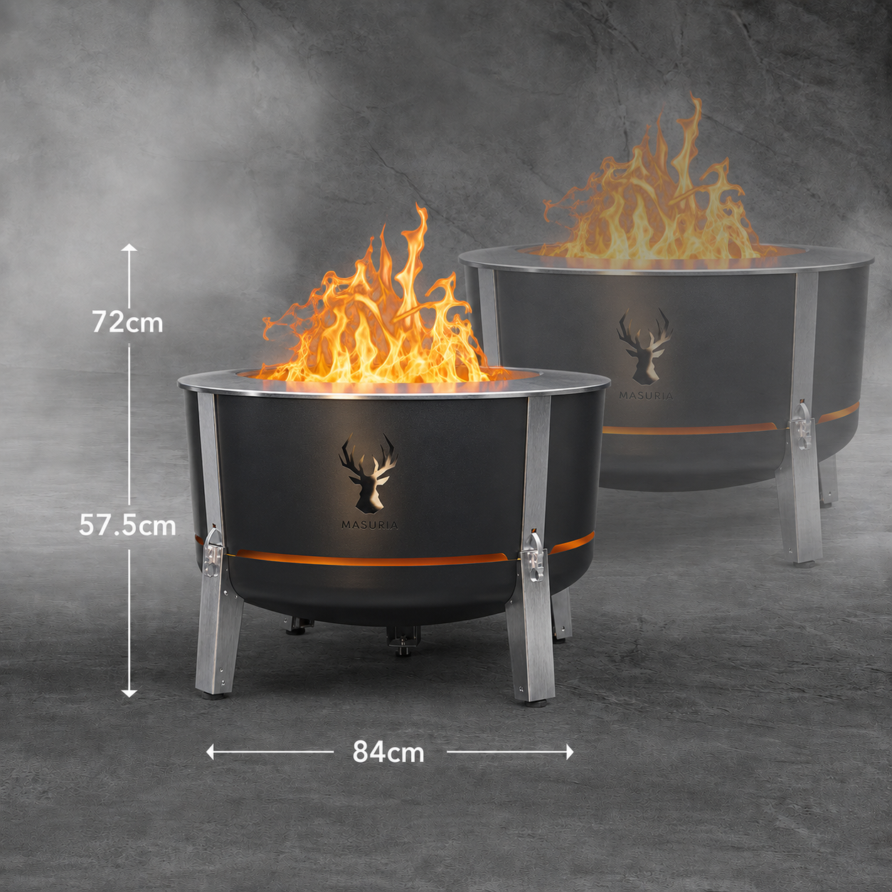Alpha 800 Zwart vuurkorf maataanduiding – diameter en hoogte afmetingen