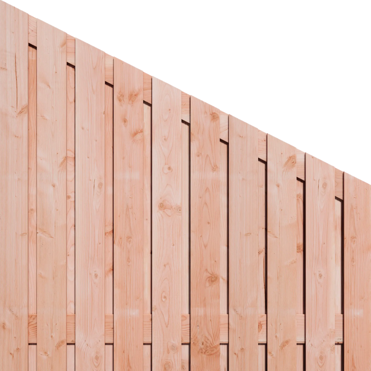 Douglas afbouwscherm, Links, 21 planks, verticaal