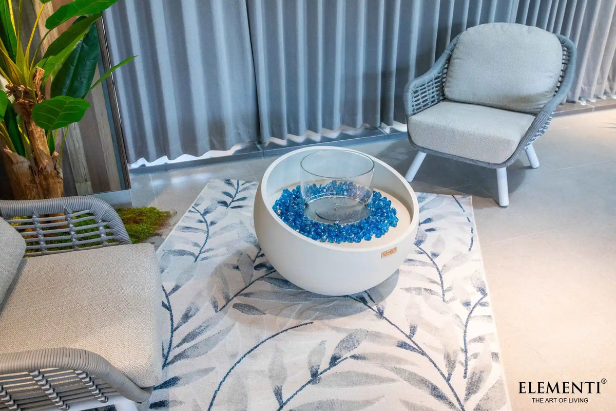 Elementi Firenze ethanol vuurschaal crème wit interieur lifestyle 3