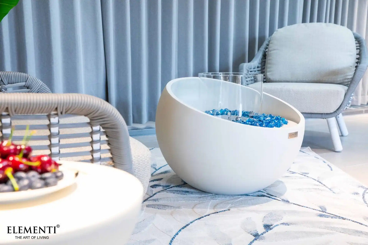 Elementi Firenze ethanol vuurschaal crème wit interieur lifestyle 4
