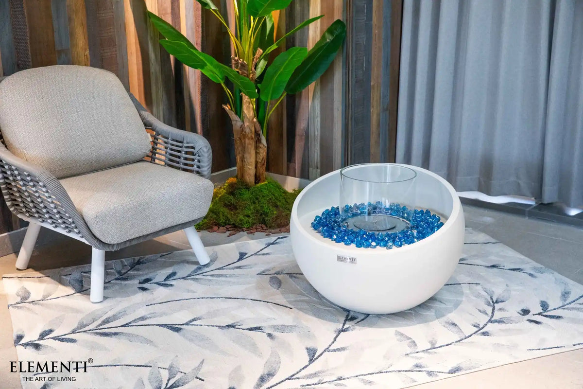 Elementi Firenze ethanol vuurschaal crème wit interieur lifestyle