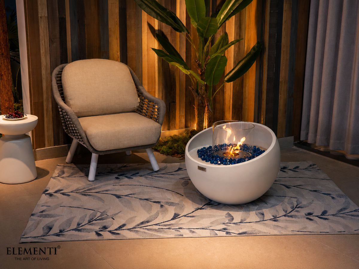 Elementi Firenze ethanol vuurschaal crème wit interieur lifestyle 2