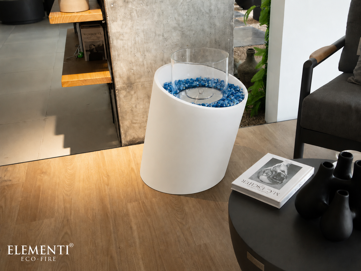 Elementi Torre ethanol vuurkolom crème wit interieur lifestyle