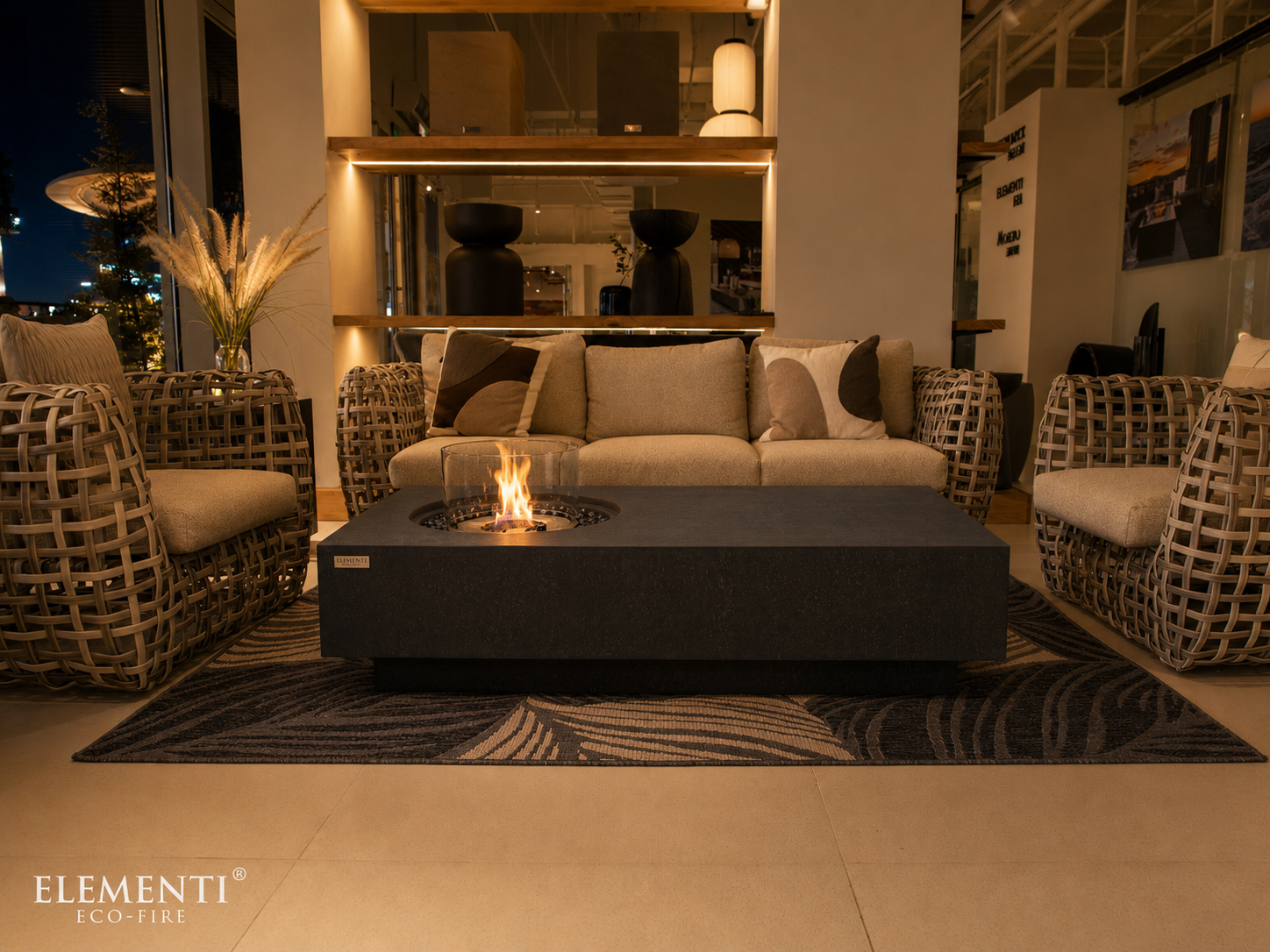Elementi Metropolis ethanol vuurschaal leisteen zwart interieur lifestyle