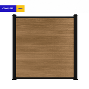 Oak composiet schuttingscherm met zwarte aluminium palen