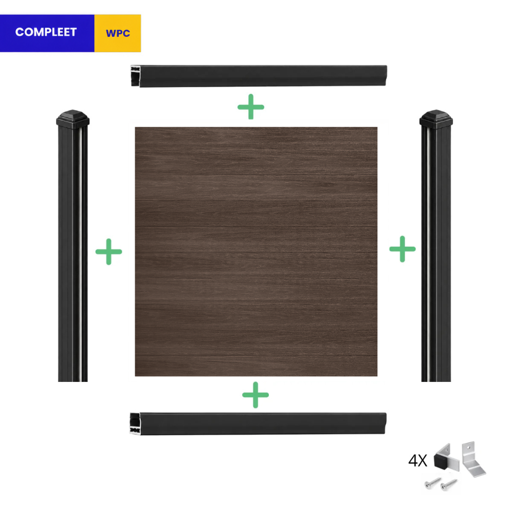 10 Walnut composiet schuttingplanken met houtnerf