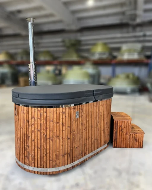 Hot Tub - Maudis 3D Granite Ofuro met externe kachel | 119x188 cm houtgestookt voor 2 personen