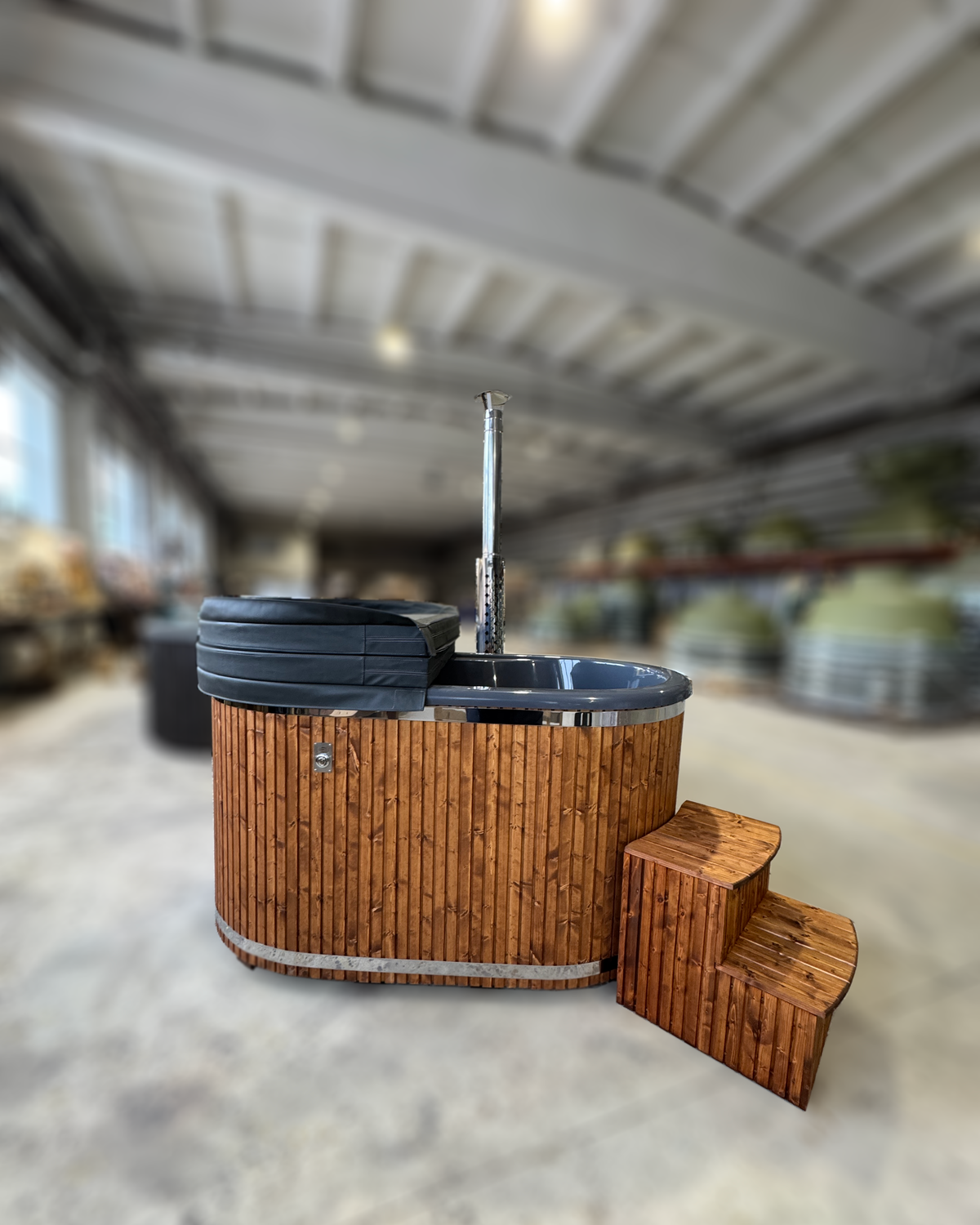 Hot Tub - Maudis 3D Granite Ofuro met externe kachel | 119x188 cm houtgestookt voor 2 personen