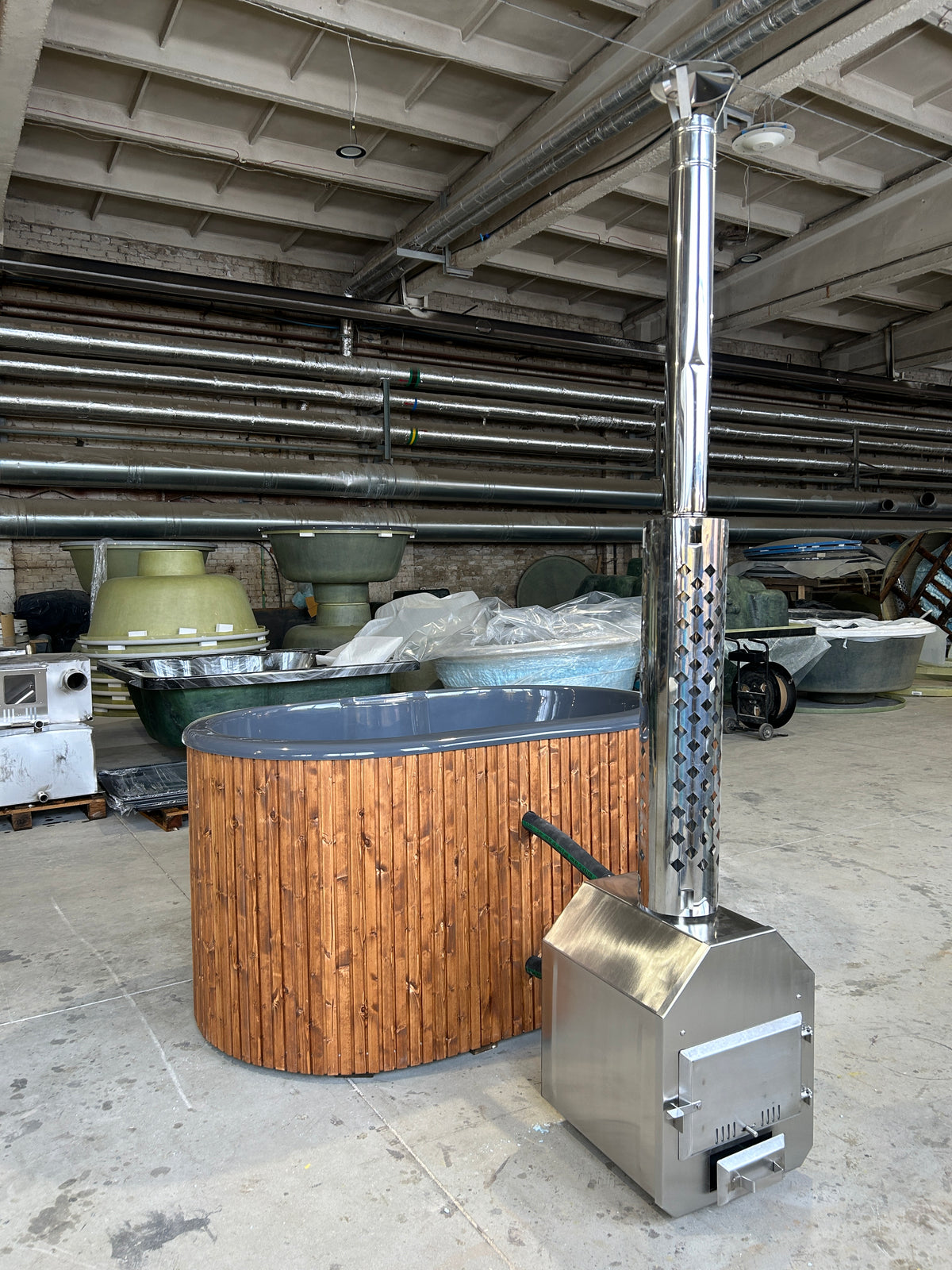 Hot Tub - Maudis 3D Granite Ofuro met externe kachel | 119x188 cm houtgestookt voor 2 personen