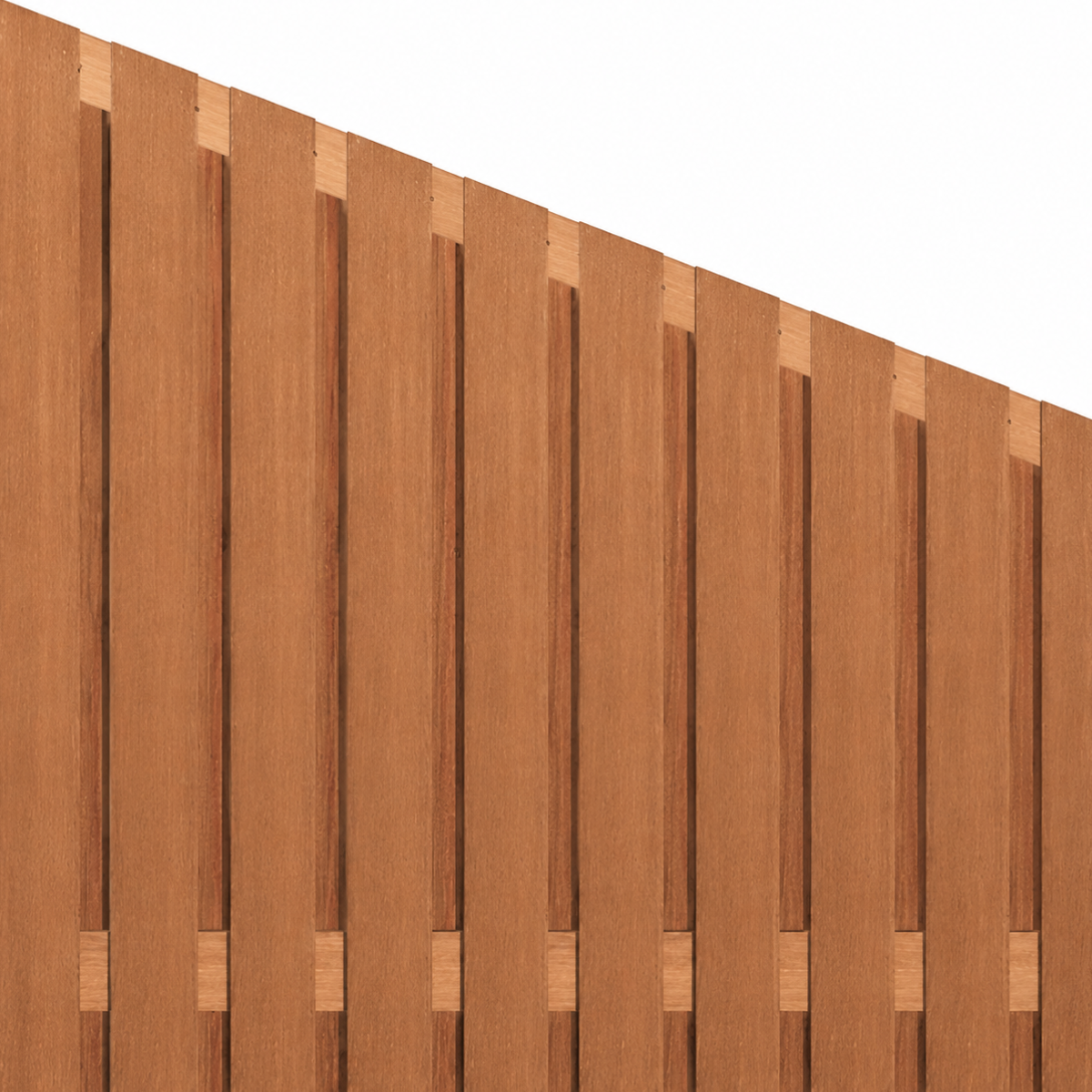 Hardhout afbouwscherm, links, 21 planks, verticaal