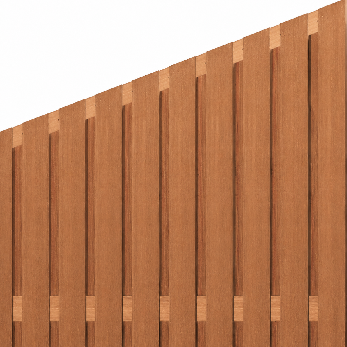 Hardhout afbouwscherm, rechts, 21 planks, verticaal