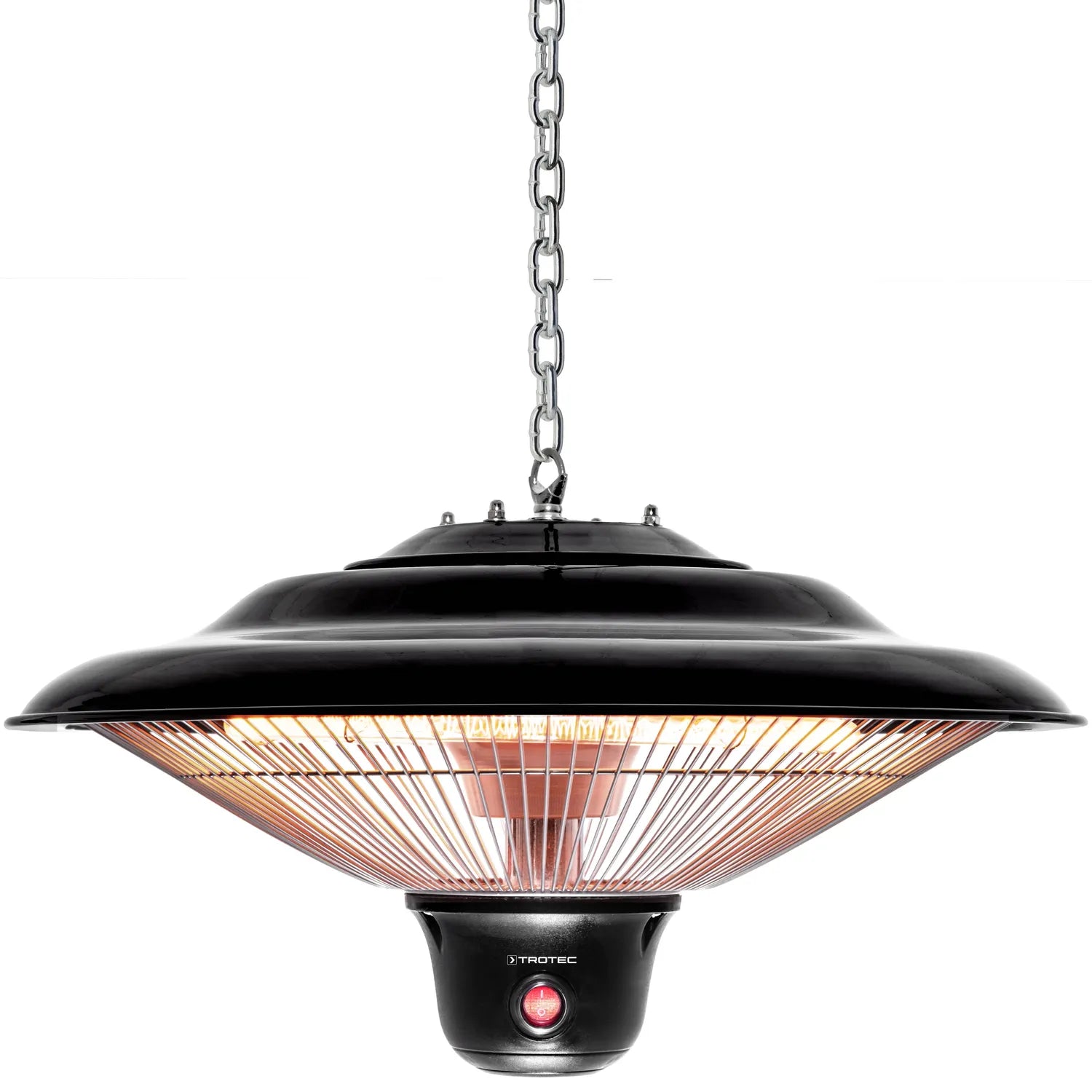 Trotec IR 1500 SC infrarood plafondstraler zwart, hangend aan ketting, witte achtergrond