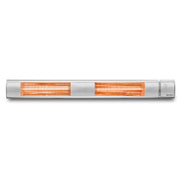 Trotec IR 3050 infrarood warmtestraler zilver, brandend, grijze achtergrond