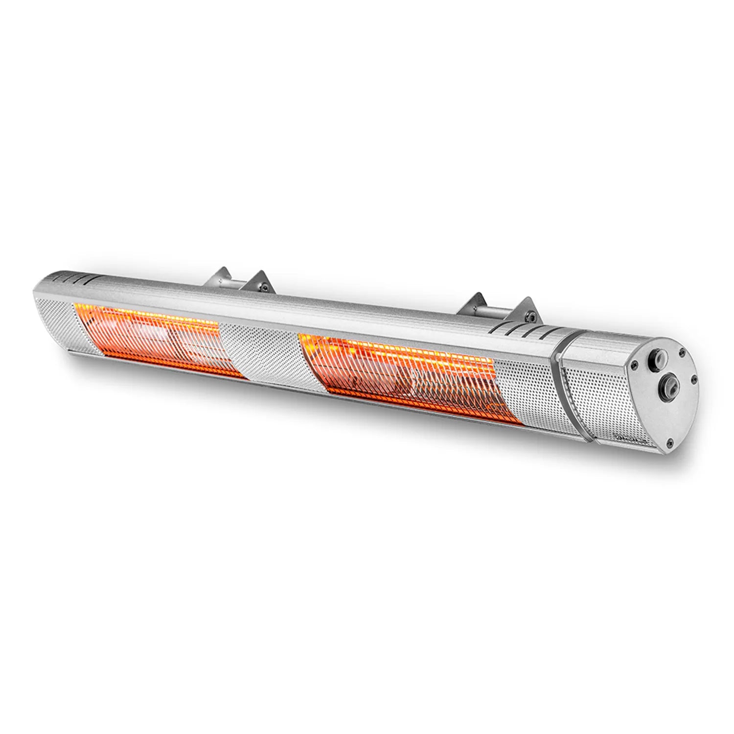 Trotec IR 3050 infrarood warmtestraler zilver, vanuit een andere hoek, brandend
