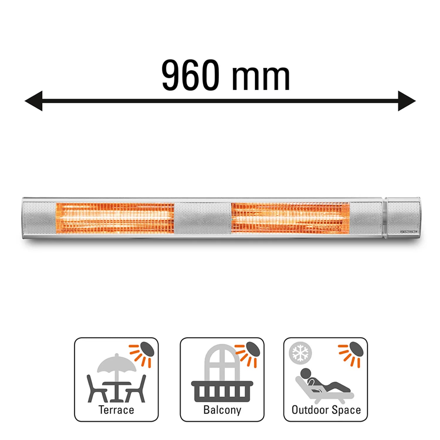 Trotec IR 3050 infrarood warmtestraler zilver afmetingen met certificering