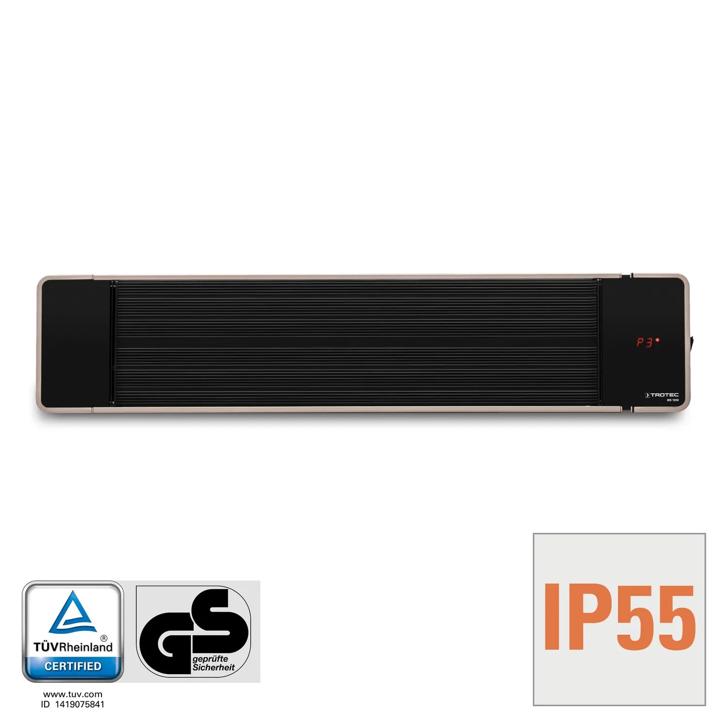 Trotec IRD 1200 infrarood donkerstraler zwart met IP55 en CE-certificering
