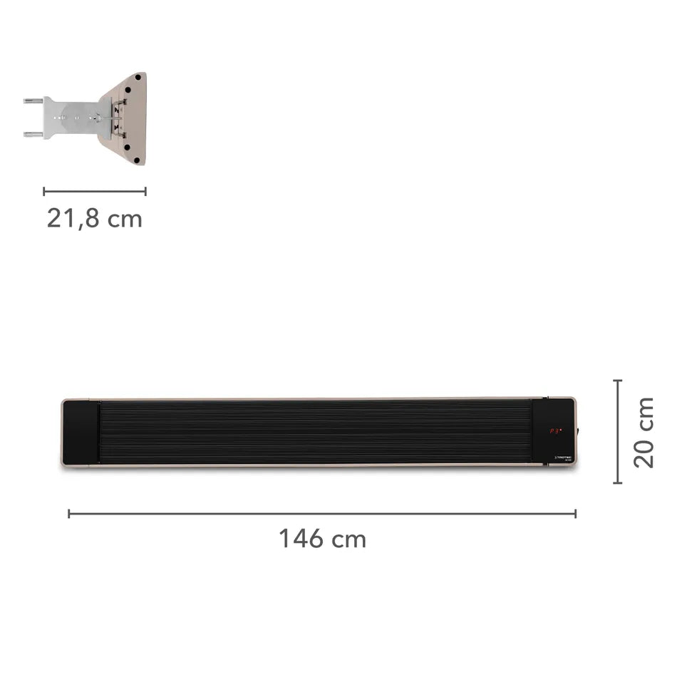 Trotec IRD 2400 infrarood donkerstraler zwart afmetingen