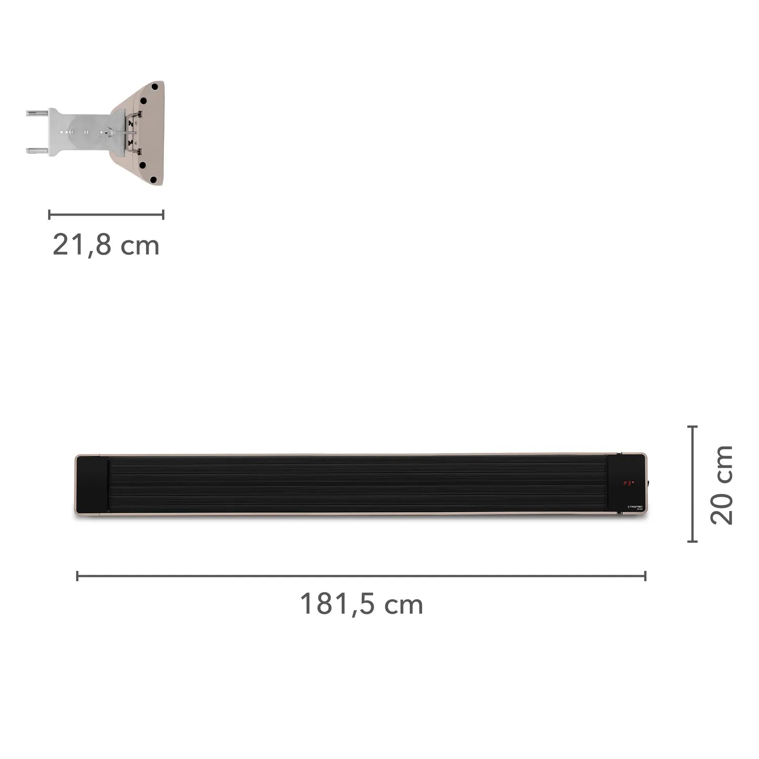 Trotec IRD 3200 infrarood donkerstraler zwart afmetingen