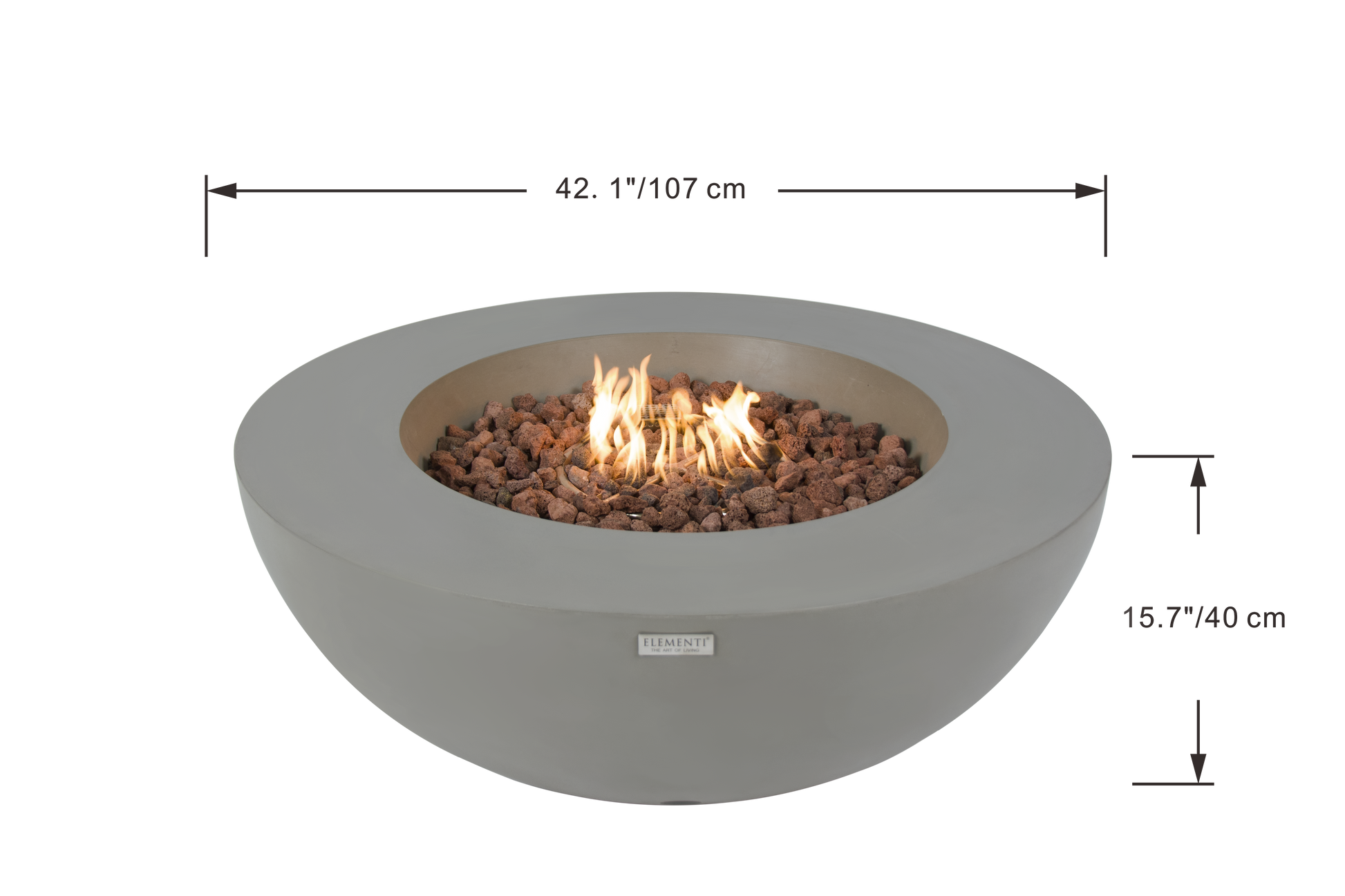 ELEMENTI LUNAR BOWL gasvuurkom, afmetingen 107 x 107 x 40 cm