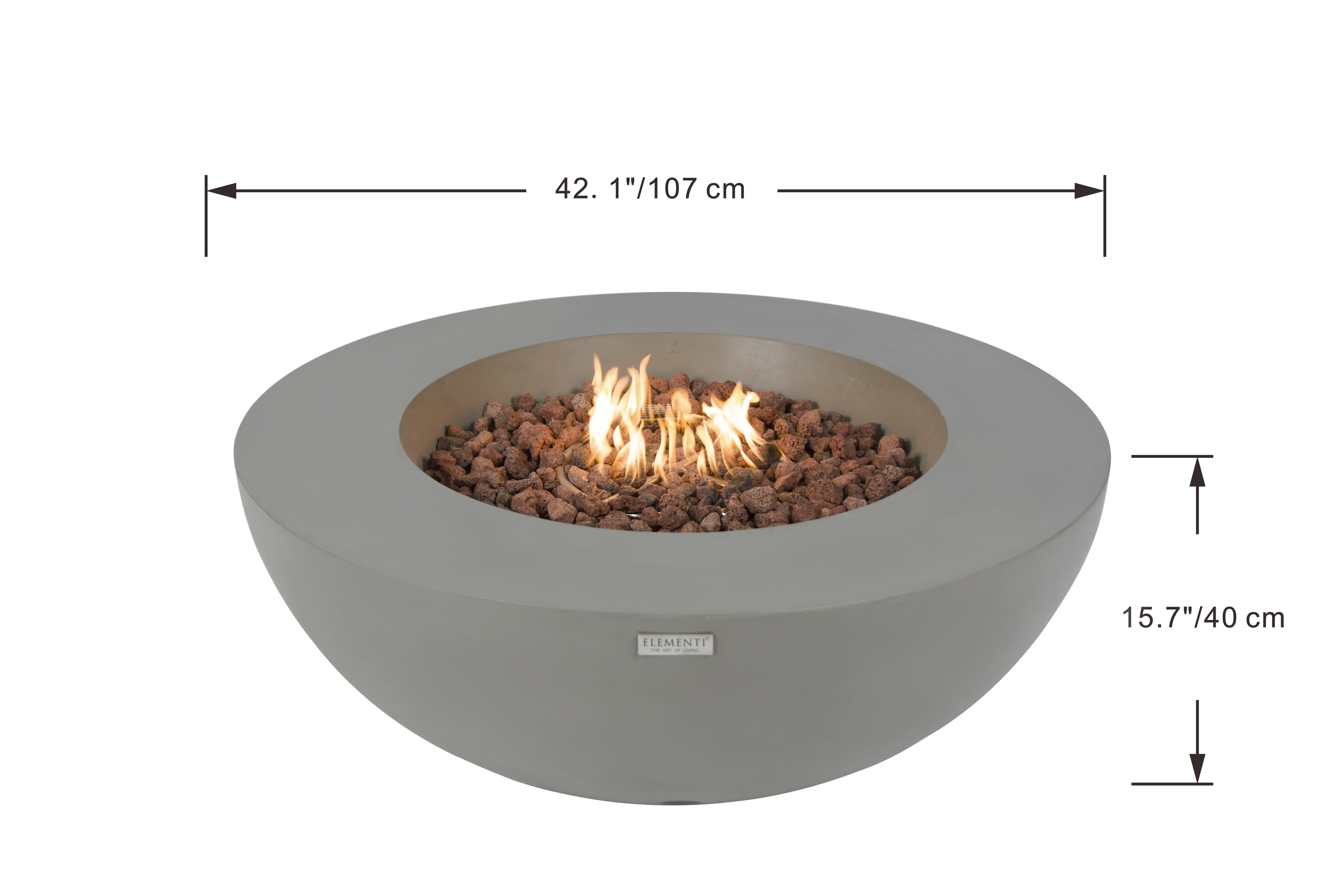 ELEMENTI LUNAR BOWL gasvuurkom, afmetingen 107 x 107 x 40 cm