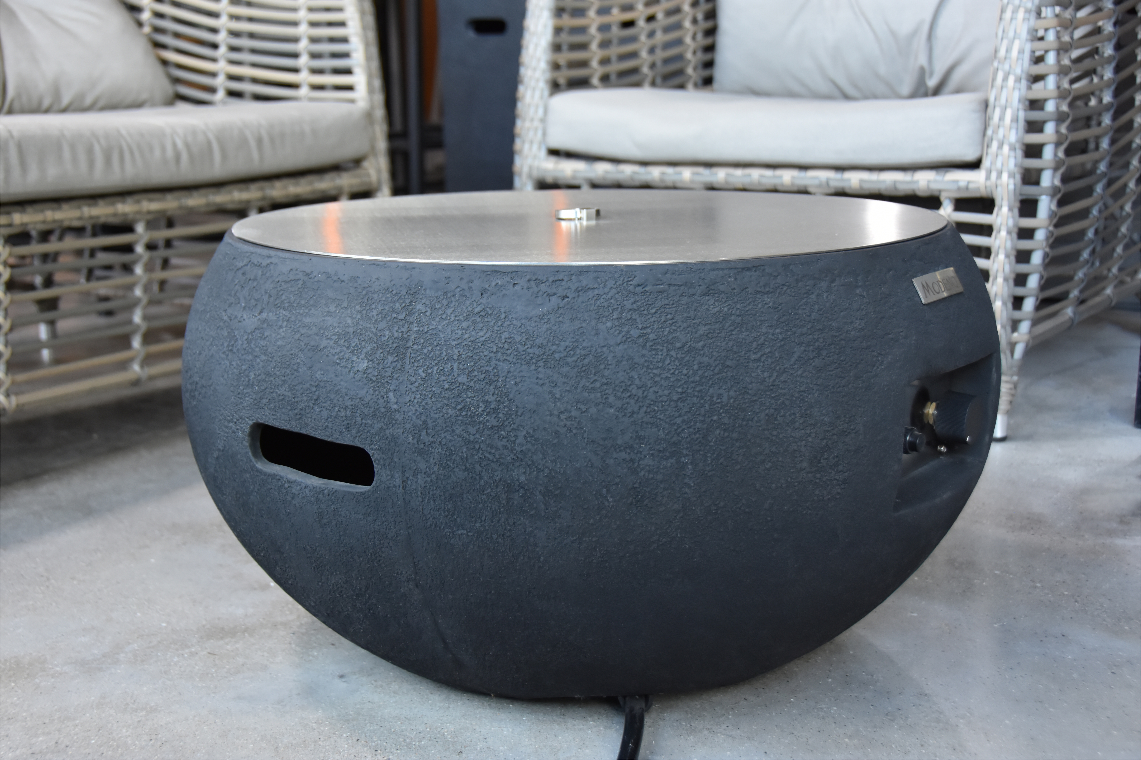 Modeno York RVS deksel en bedieningspaneel detail zwart