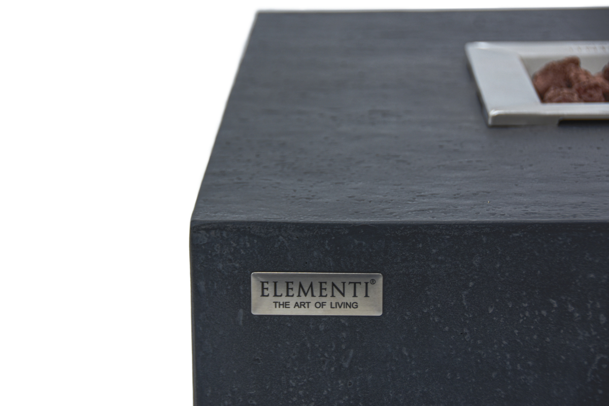 Elementi Hampton gasvuurschaal donkergrijs materiaaldetail travertijn