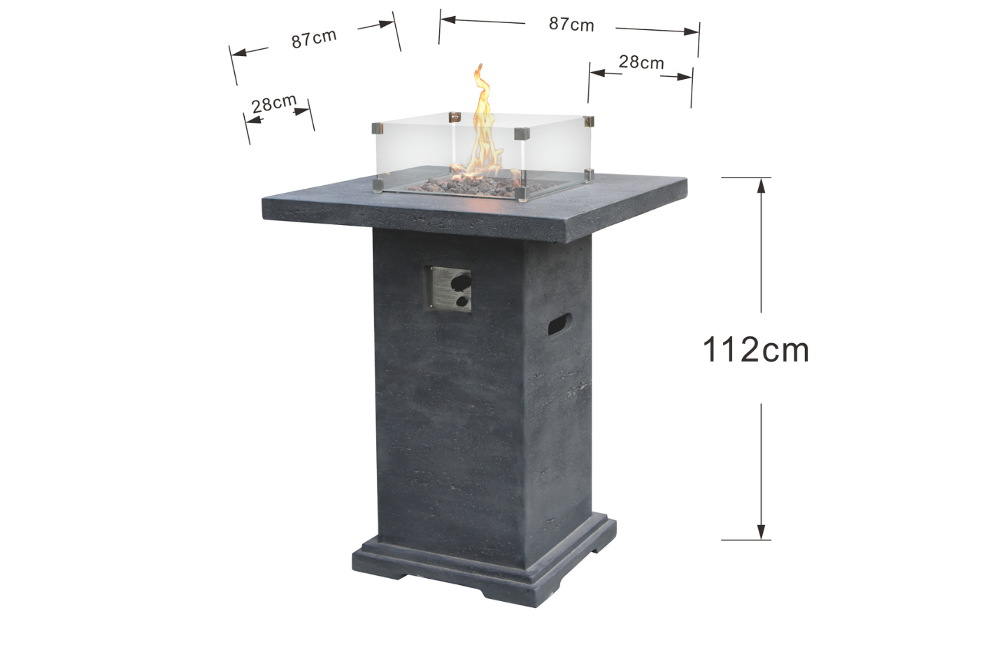 Elementi Montreal gasvuurschaal bartafel donkergrijs afmetingen 87 x 87 x 106 cm