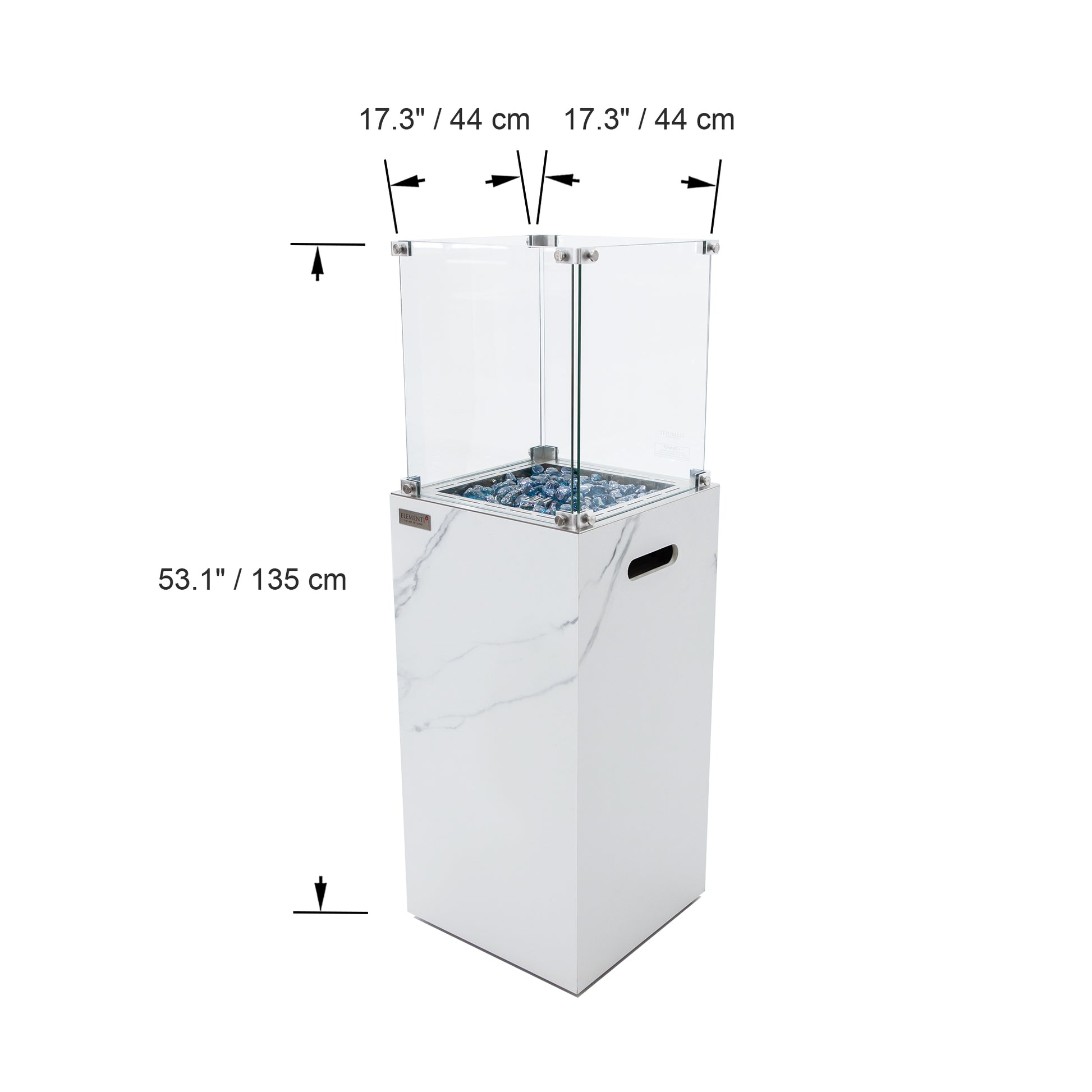 Elementi Yukon staande gashaard bianco wit afmetingen 44 x 44 x 135,5 cm