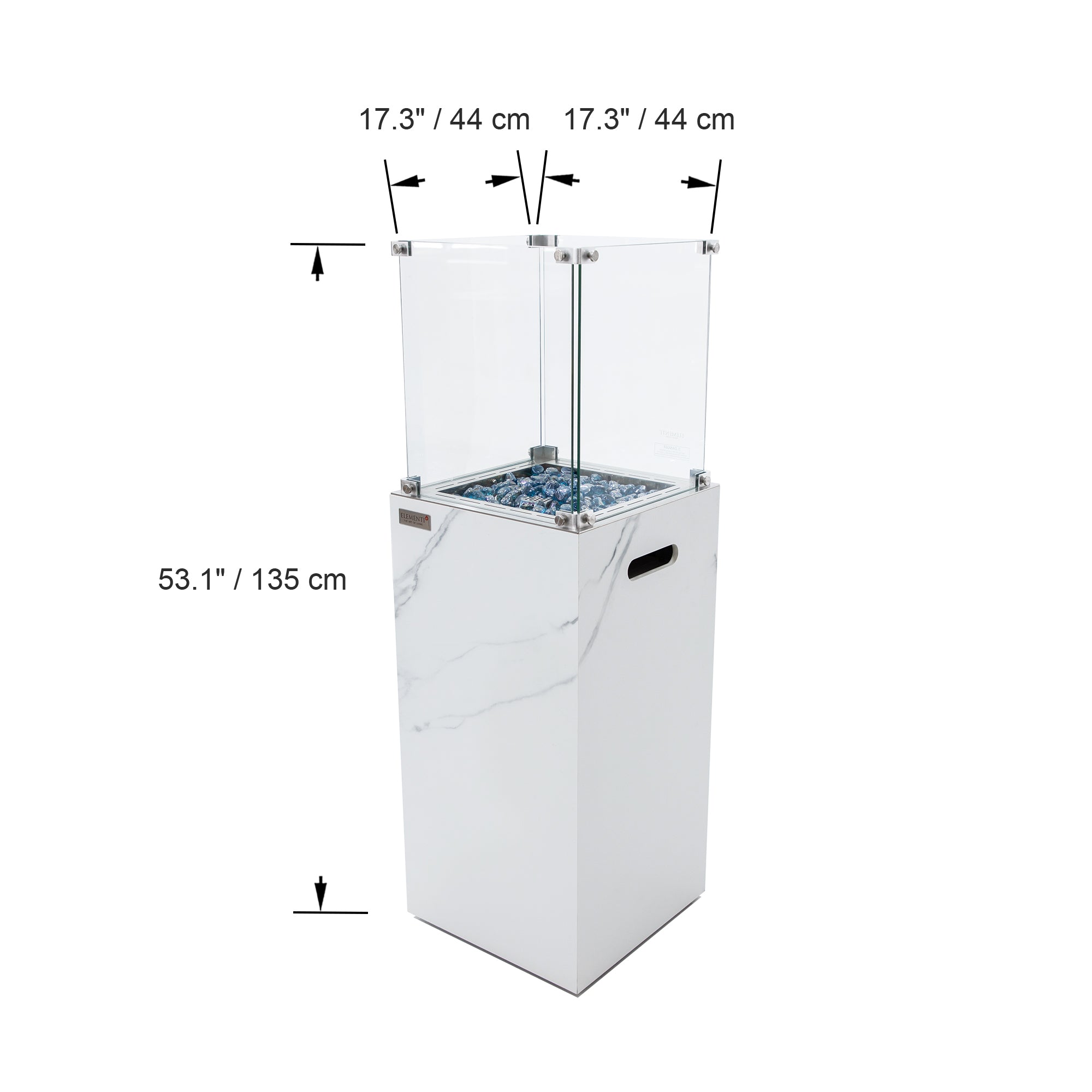 Elementi Yukon staande gashaard bianco wit afmetingen 44 x 44 x 135,5 cm