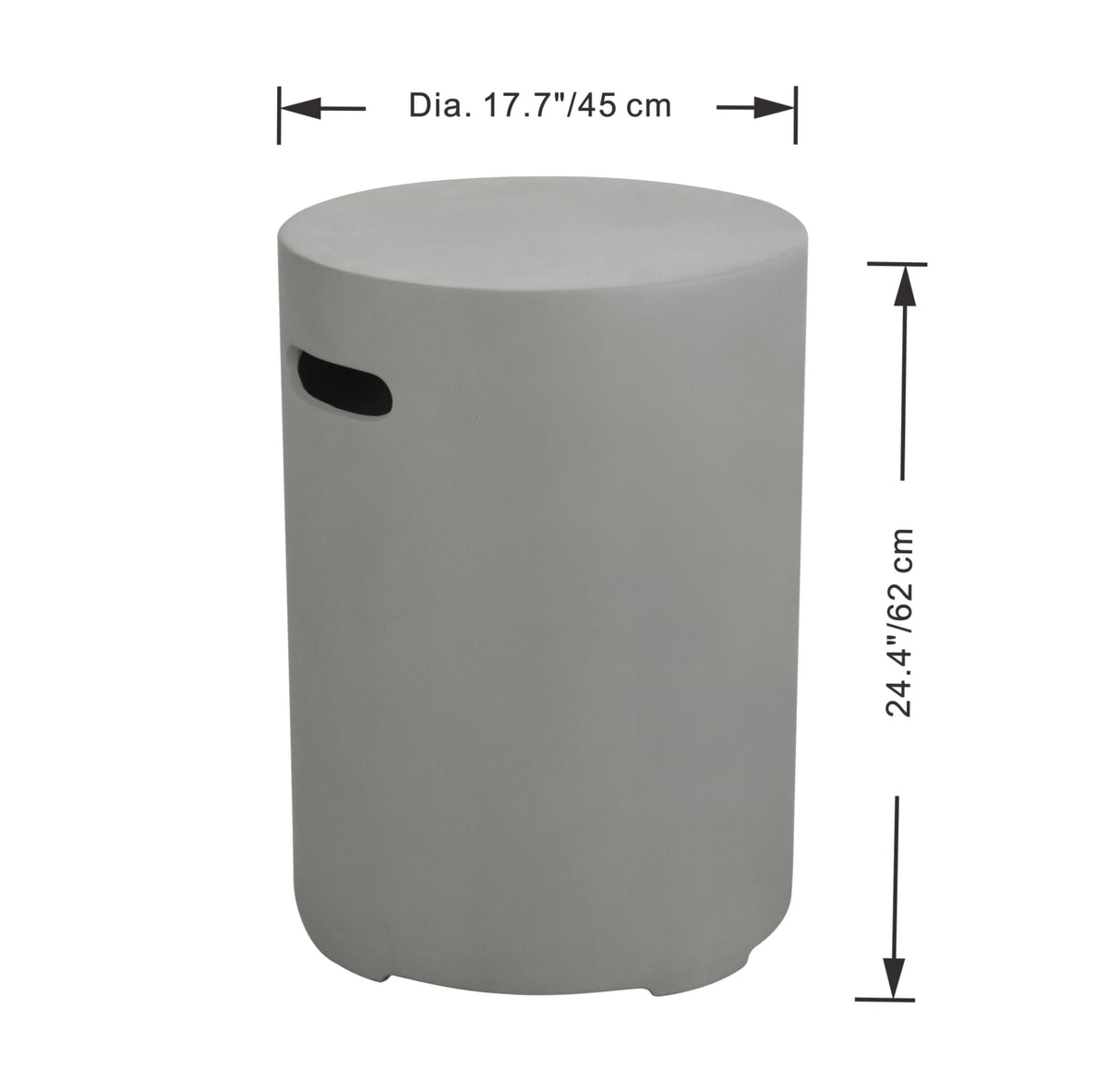 Elementi gasflesdeksel lichtgrijs rond ONB01-207LG afmetingen 45 x 62 cm